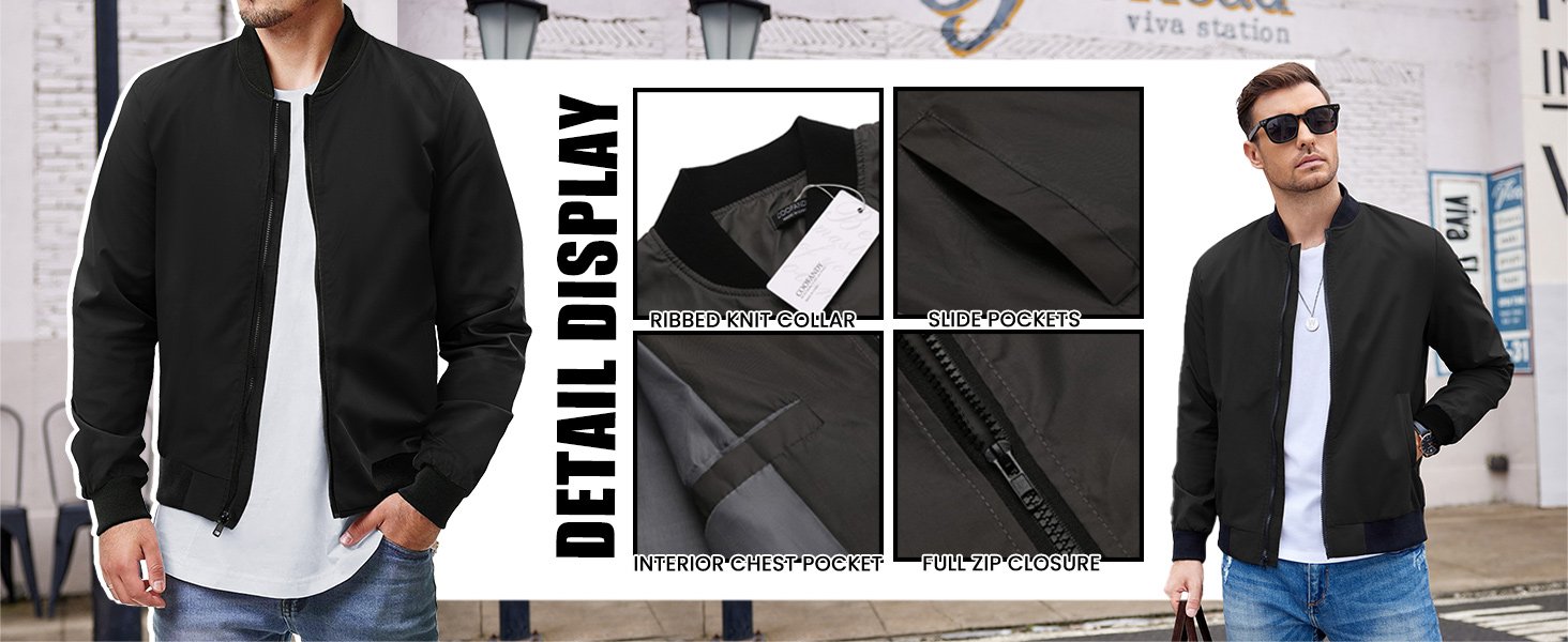 Men Bomber Jacket Lightweight Windbreaker