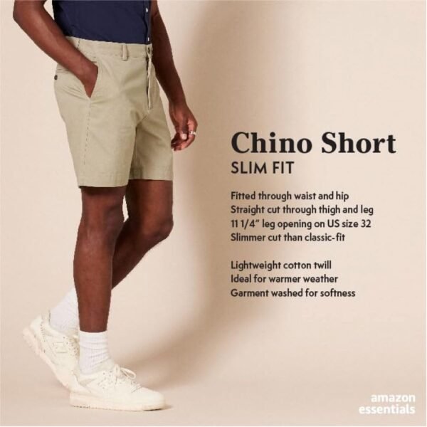 Men's Slim-Fit 7" Chino Shorts, Khaki, 36