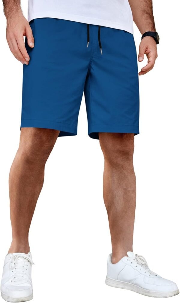Men's Casual Shorts Cotton Elastic Waist Drawstring Shorts Lightweight Summer Beach Shorts