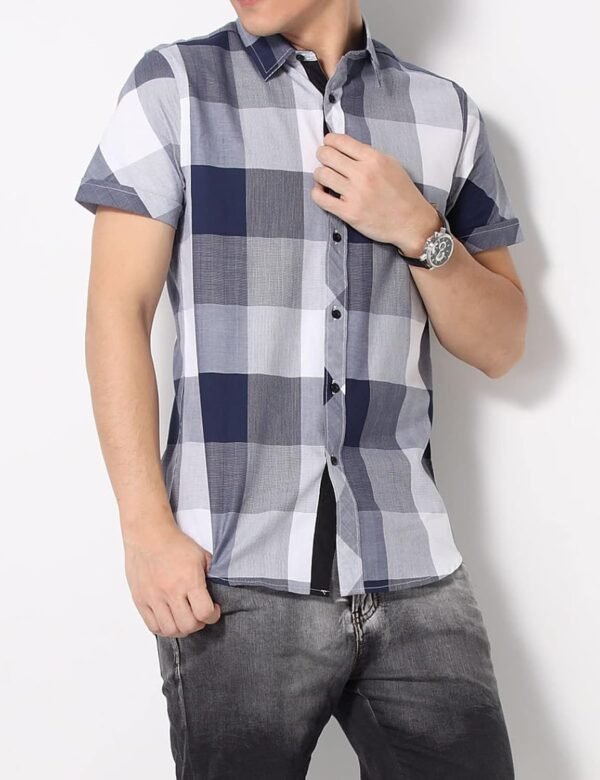 Men's Shirt Lapel Button Regular Fit Fashion Dynamic Casual Short Sleeve Plaid Poplin Shirt