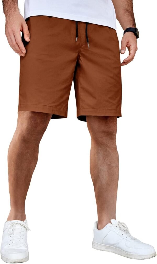 Men's Casual Shorts Cotton Elastic Waist Drawstring Shorts Lightweight Summer Beach Shorts