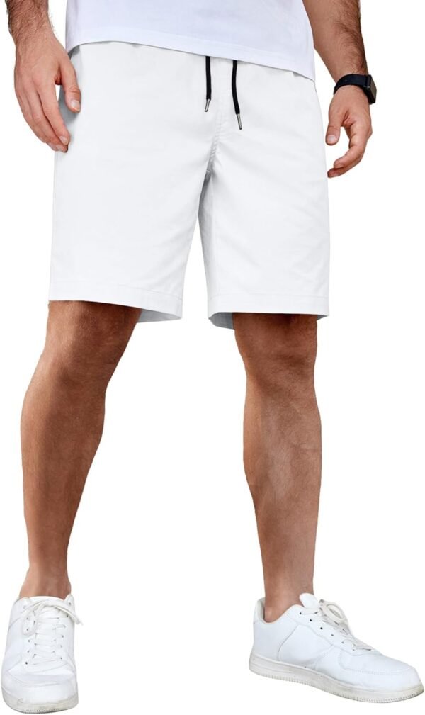 Men's Casual Shorts Cotton Elastic Waist Drawstring Shorts Lightweight Summer Beach Shorts
