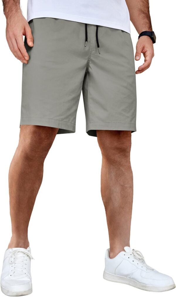 Men's Casual Shorts Cotton Elastic Waist Drawstring Shorts Lightweight Summer Beach Shorts