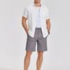 Mens Casual Shorts Classic Fit Chino Dress Shorts Lighweight Stretch Flat Front Golf Shorts with Pockets