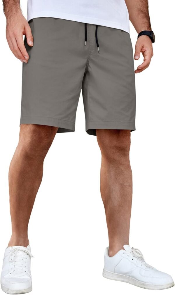 Men's Casual Shorts Cotton Elastic Waist Drawstring Shorts Lightweight Summer Beach Shorts