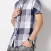 Men's Shirt Lapel Button Regular Fit Fashion Dynamic Casual Short Sleeve Plaid Poplin Shirt