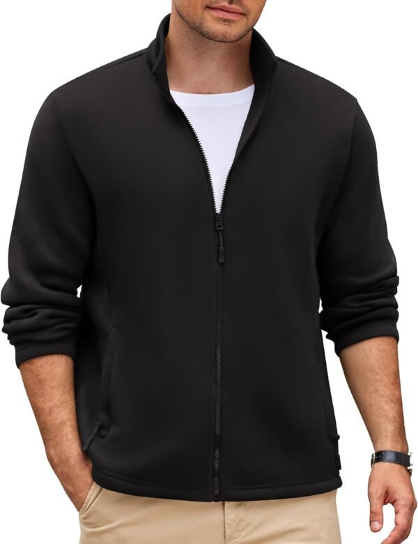 Mens Fleece Jacket Zip Up Lightweight Sweater Jackets Casual Warm with Pockets for Home Office Hiking