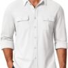 Mens Long Sleeve Shirts Casual Button Down Shirt Wrinkle Free Dress Shirt with Pocket