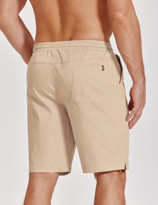 Mens Casual Shorts Cotton Drawstring Elastic Waist Stretch Chino Golf Shorts Summer Beach Shorts