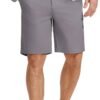 Mens Casual Shorts Classic Fit Chino Dress Shorts Lighweight Stretch Flat Front Golf Shorts with Pockets