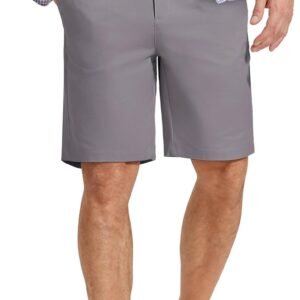 Mens Casual Shorts Classic Fit Chino Dress Shorts Lighweight Stretch Flat Front Golf Shorts with Pockets