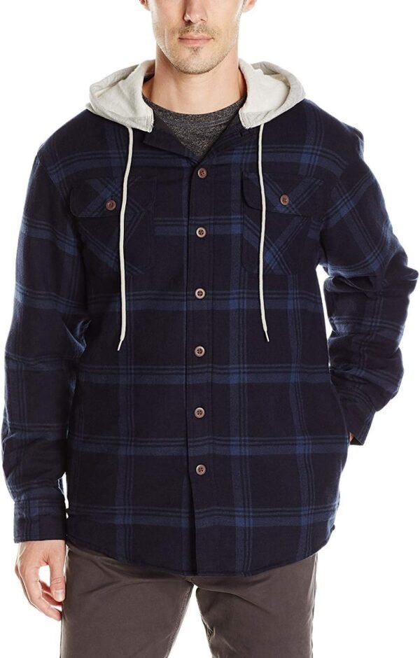 71PPSUFQepL._AC_SL1500 Men's Long Sleeve Quilted Lined Flannel Shirt Jacket with Hood
