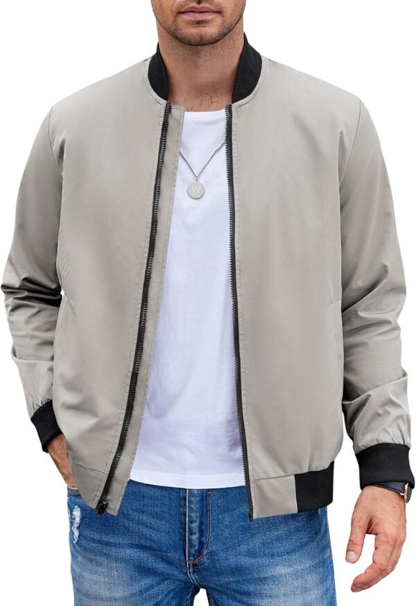 71R2uHoqCRL._AC_SL1500 Men Bomber Jacket Lightweight Windbreaker Jackets Casual Softshell Flight Fashion Winter Fall Coat with Pocket