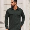 Mens Long Sleeve Shirts Casual Button Down Shirt Wrinkle Free Dress Shirt with Pocket