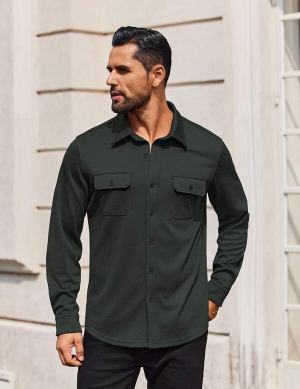 Mens Long Sleeve Shirts Casual Button Down Shirt Wrinkle Free Dress Shirt with Pocket