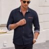 Men's Long Sleeve Casual Button Down Shirts Untucked Shirts Plaid Collar Vintage Denim Shirt