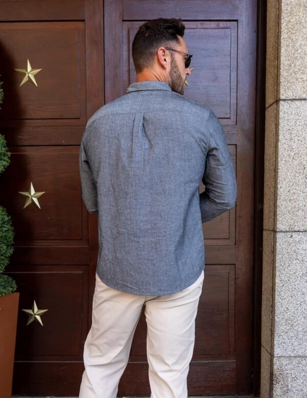 Mens Classic Fit Linen-Cotton Shirt Button Down Long Sleeve Casual Business Shirts