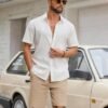 Mens Casual Shorts Cotton Drawstring Elastic Waist Stretch Chino Golf Shorts Summer Beach Shorts
