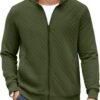 Mens Zip Up Sweatshirt Mock Neck Quilted Jacket Casual Lightweight Sweater Jackets with Pocket