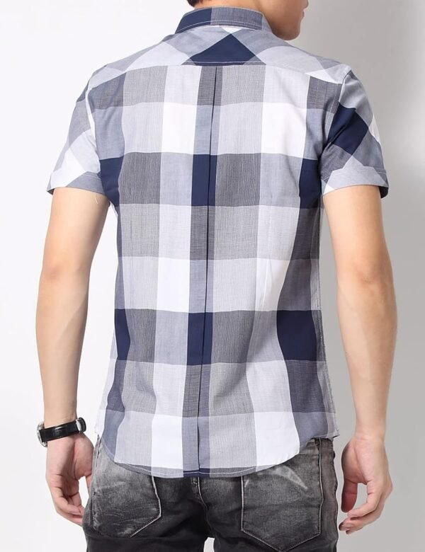 Men's Shirt Lapel Button Regular Fit Fashion Dynamic Casual Short Sleeve Plaid Poplin Shirt