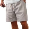 Men's Linen Shorts Casual Elastic Waist Drawstring Summer Beach Vacation Yoga Golf Shorts with Pockets