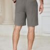 Men's Casual Shorts Cotton Elastic Waist Drawstring Shorts Lightweight Summer Beach Shorts