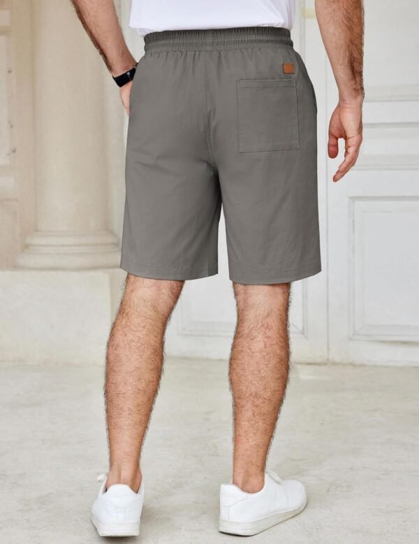 Men's Casual Shorts Cotton Elastic Waist Drawstring Shorts Lightweight Summer Beach Shorts
