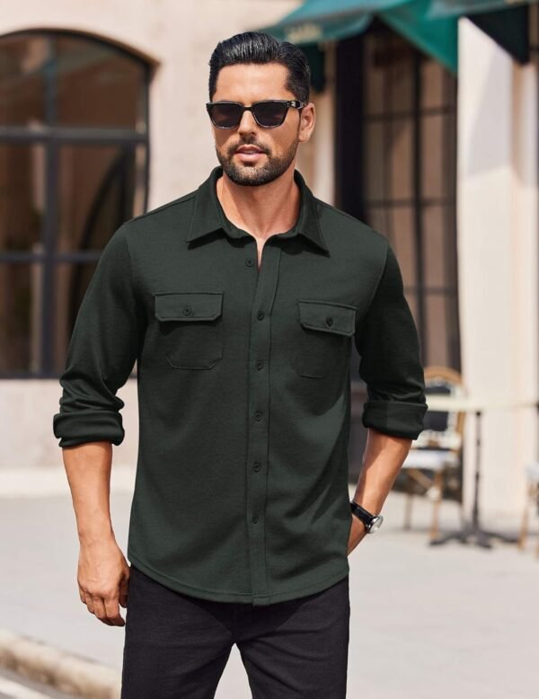 Mens Long Sleeve Shirts Casual Button Down Shirt Wrinkle Free Dress Shirt with Pocket