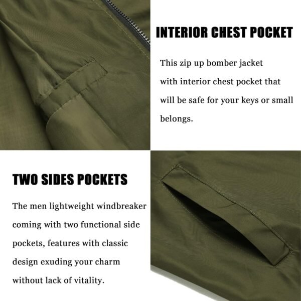 71r8edFyTJL._AC_SL1500 Men Bomber Jacket Lightweight Windbreaker Jackets Casual Softshell Flight Fashion Winter Fall Coat with Pocket