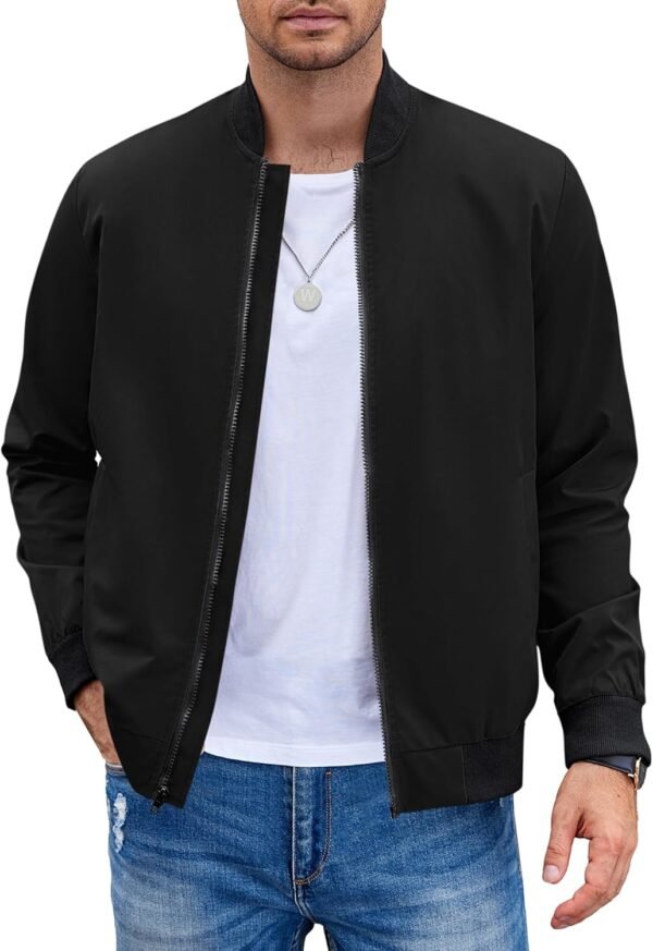 71tB146y6ML._AC_SL1500 Men Bomber Jacket Lightweight Windbreaker Jackets Casual Softshell Flight Fashion Winter Fall Coat with Pocket