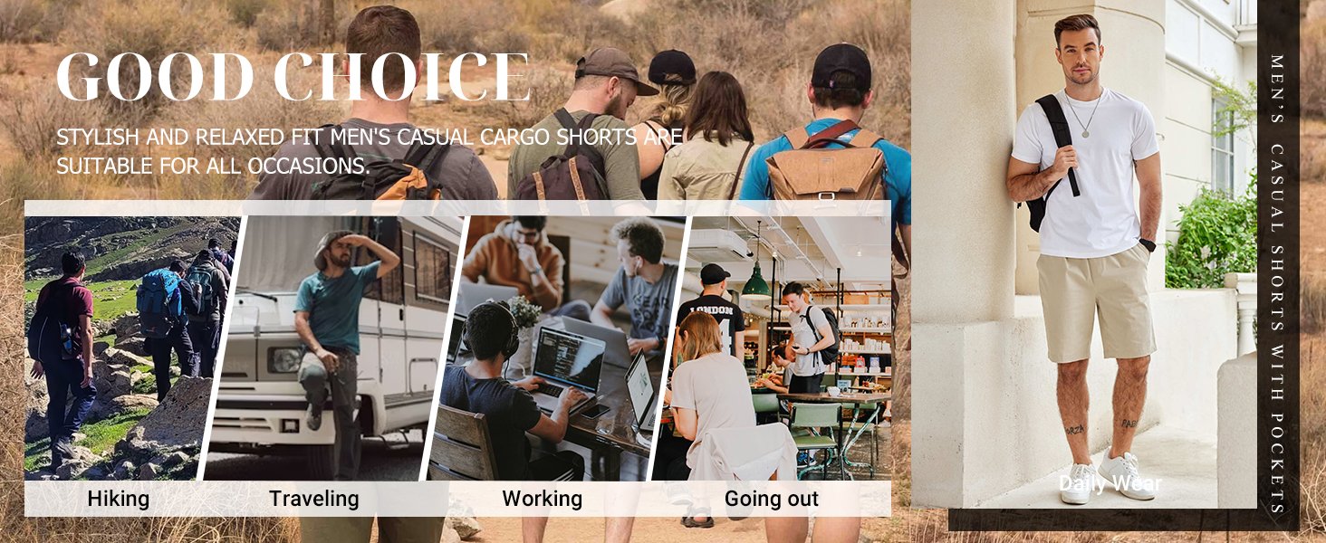 Men Walking Hiking Cargo Shorts