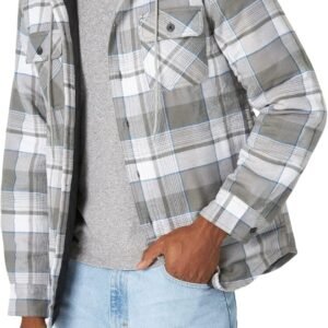 813Dgg2DflL._AC_SL1500_140b148f-b1cc-42bb-82b2-4147fa72b81b Men's Long Sleeve Quilted Lined Flannel Shirt Jacket with Hood