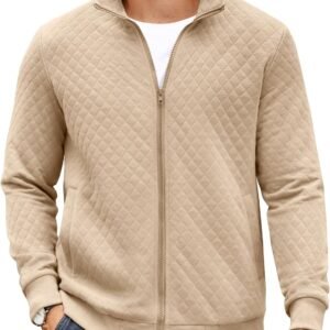 813TTTqwqSL._AC_SL1500_cbf7b0e5-7a6c-4a7e-8ded-098cef29d3d9 Mens Zip Up Sweatshirt Mock Neck Quilted Jacket Casual Lightweight Sweater Jackets with Pocket