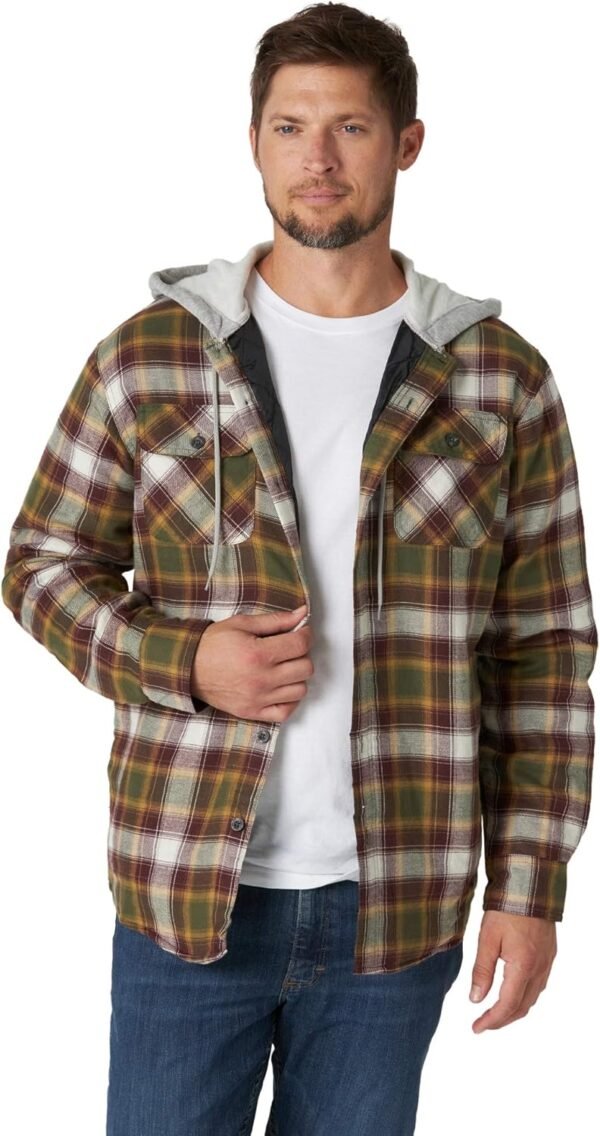 814iYuDztpL._AC_SL1500 Men's Long Sleeve Quilted Lined Flannel Shirt Jacket with Hood