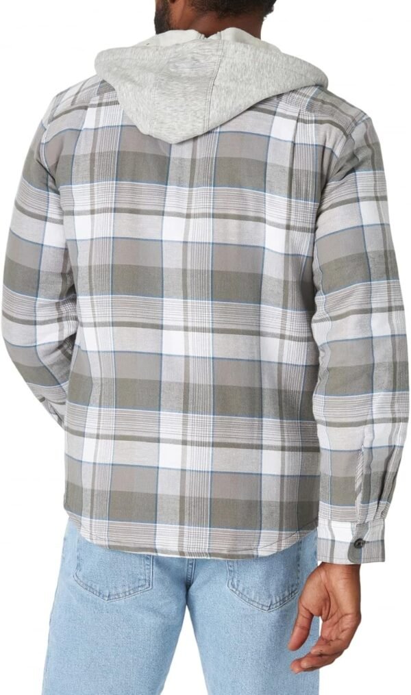 816oqxgFAnL._AC_SL1500 Men's Long Sleeve Quilted Lined Flannel Shirt Jacket with Hood