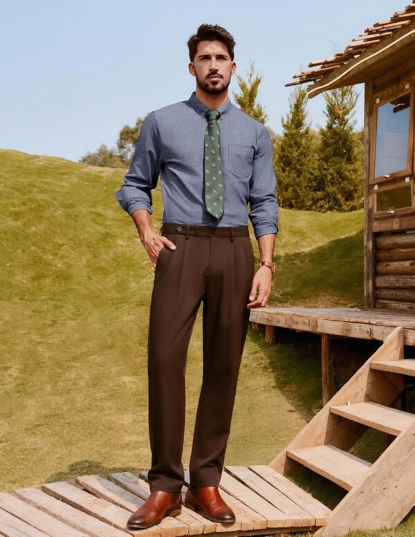 Mens Classic Fit Linen-Cotton Shirt Button Down Long Sleeve Casual Business Shirts