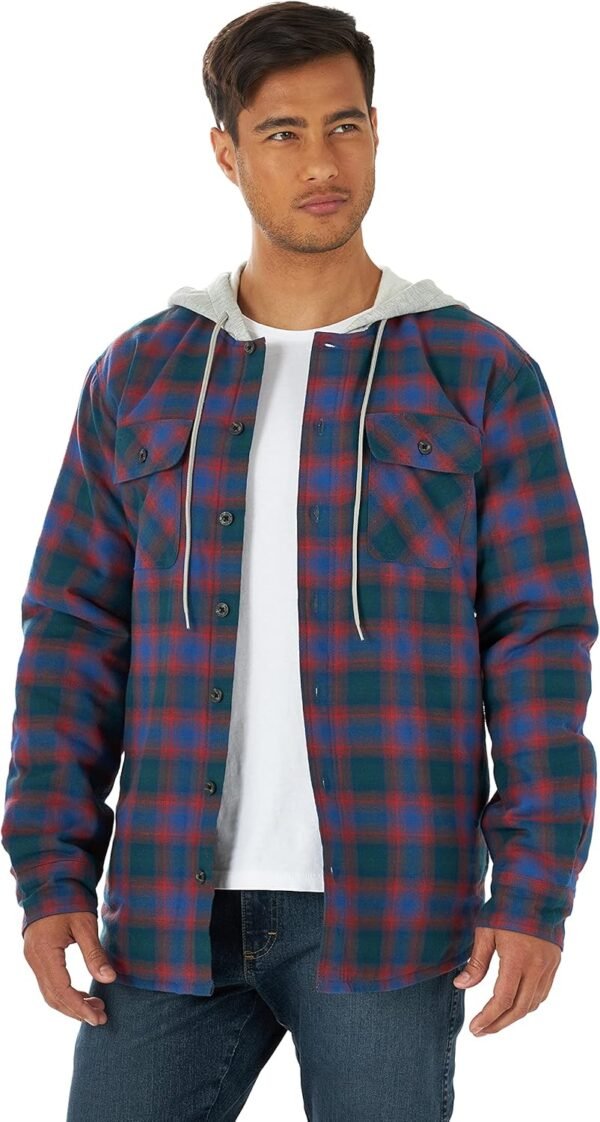 81FOGVvtlNL._AC_SL1500 Men's Long Sleeve Quilted Lined Flannel Shirt Jacket with Hood