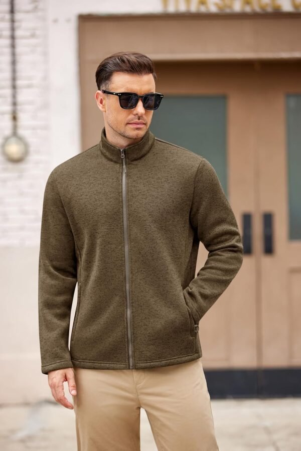 Mens Fleece Jacket Zip Up Lightweight Sweater Jackets Casual Warm with Pockets for Home Office Hiking