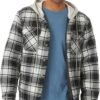 81NN2xprHHL._AC_SL1500 Men's Long Sleeve Quilted Lined Flannel Shirt Jacket with Hood