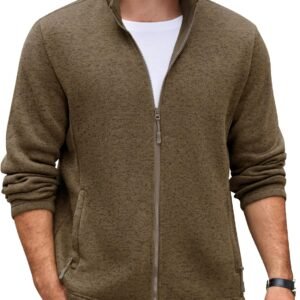 81PmvaFcZ1L._AC_SL1500 Mens Fleece Jacket Zip Up Lightweight Sweater Jackets Casual Warm with Pockets for Home Office Hiking