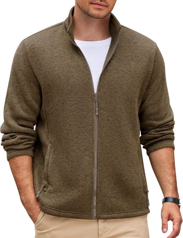 Mens Fleece Jacket Zip Up Lightweight Sweater Jackets Casual Warm with Pockets for Home Office Hiking