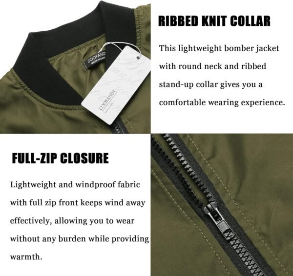 81U0-aq1VL._AC_SL1500 Men Bomber Jacket Lightweight Windbreaker Jackets Casual Softshell Flight Fashion Winter Fall Coat with Pocket