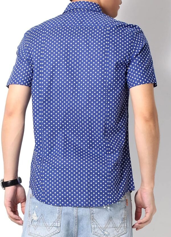 Men's Shirt Lapel Button Regular Fashion Dynamic Casual Short Sleeve Star Print Poplin Shirt