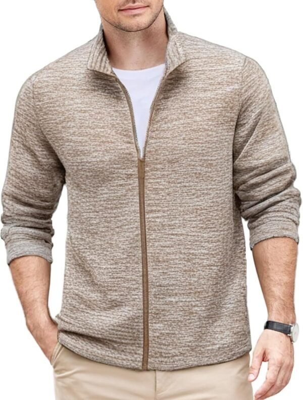 Mens Fleece Jacket Zip Up Lightweight Sweater Jackets Casual Warm with Pockets for Home Office Hiking
