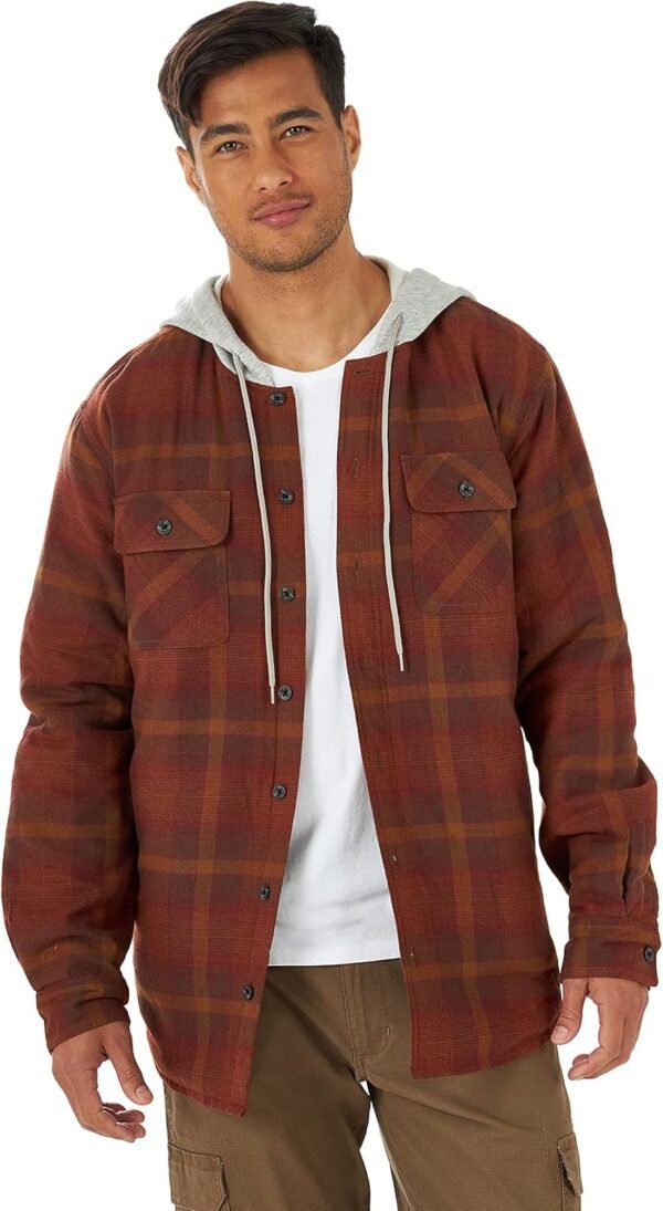 81Yj33jBrpL._AC_SL1500 Men's Long Sleeve Quilted Lined Flannel Shirt Jacket with Hood