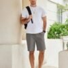 Men's Casual Shorts Cotton Elastic Waist Drawstring Shorts Lightweight Summer Beach Shorts