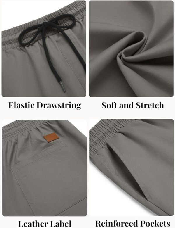 Men's Casual Shorts Cotton Elastic Waist Drawstring Shorts Lightweight Summer Beach Shorts