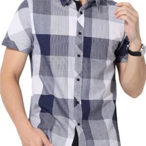 Men's Shirt Lapel Button Regular Fit Fashion Dynamic Casual Short Sleeve Plaid Poplin Shirt