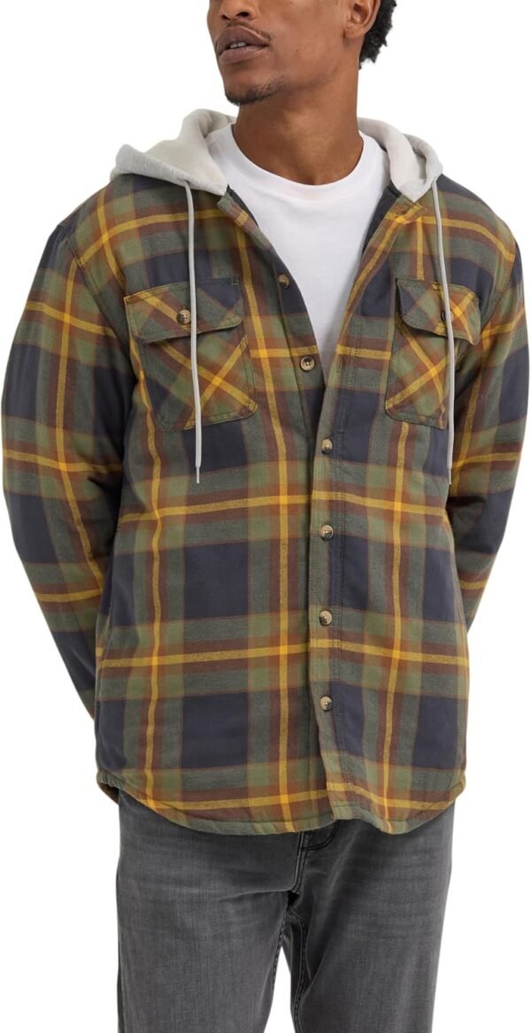 81kGgeATb6L._AC_SL1500 Men's Long Sleeve Quilted Lined Flannel Shirt Jacket with Hood