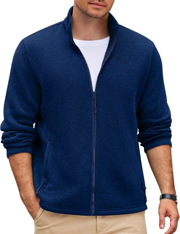 Mens Fleece Jacket Zip Up Lightweight Sweater Jackets Casual Warm with Pockets for Home Office Hiking